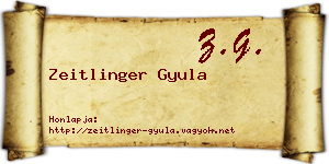 Zeitlinger Gyula névjegykártya